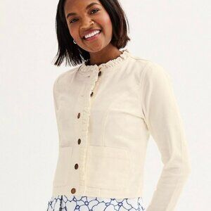 Draper James beige ruffle jacket